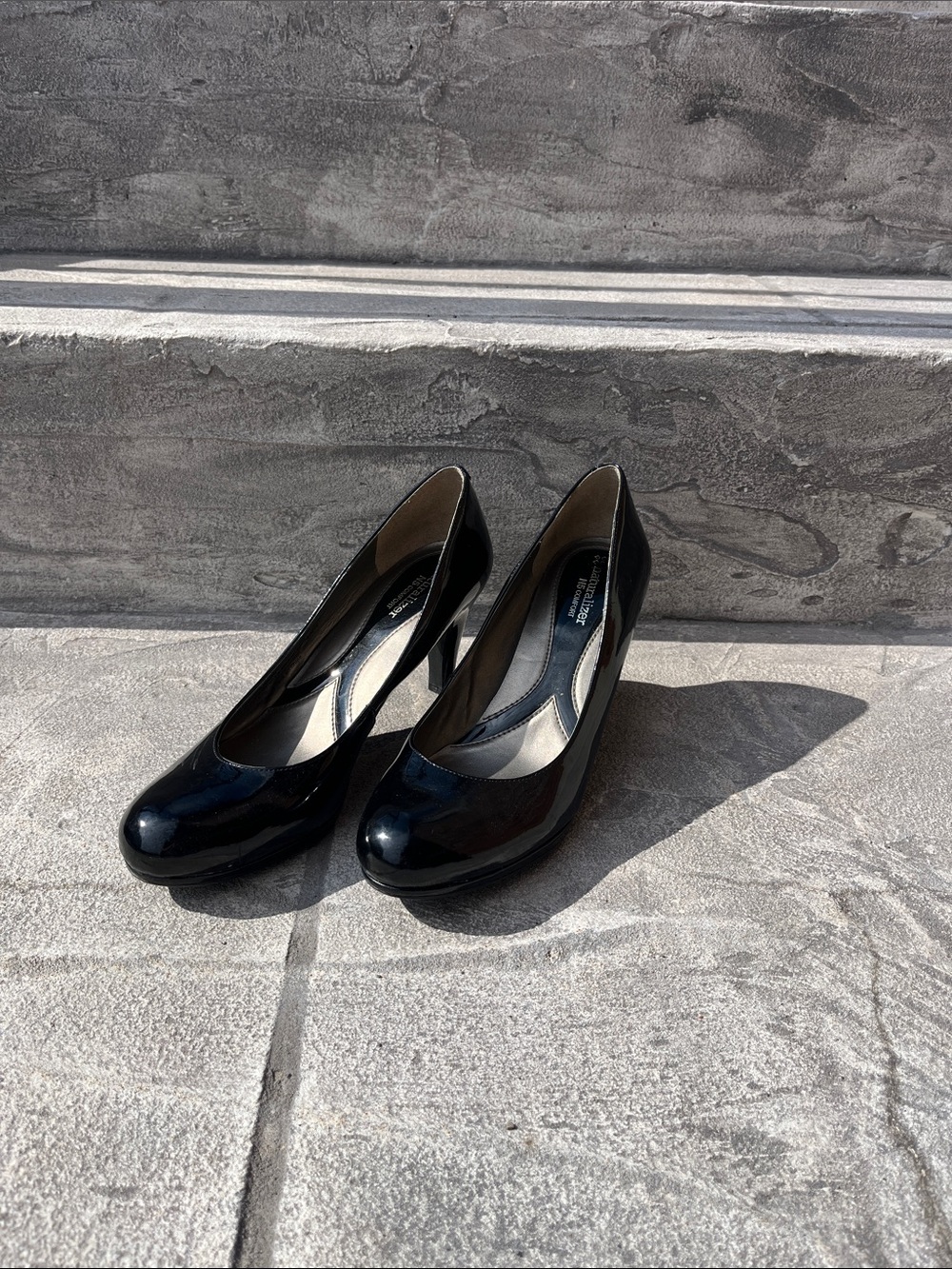 Naturalizer Black Patent Round-Toe Pumps